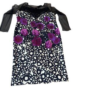 Marina Rinaldi Womens Dress Size 18 Black Floral Sheath Lace Midi Embellished